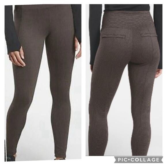 Athleta Delancey Houndstooth Checked Tight Leggings Black & Brown Medium NWOT - Picture 1 of 7